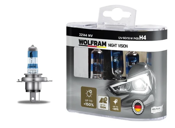 AMPUL 12V H4 60/55 P43t NIGHT VISION 150 FAZLA 20 BEYAZ IŞIK