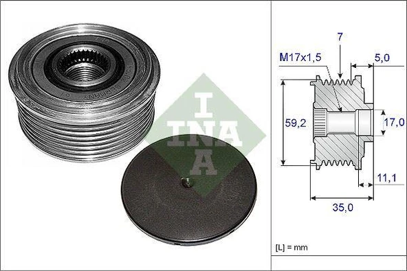 ALTERNATÖR KASNAĞI RULMANLI TRANSİT 2.4 TDCI 00-06 ALTERNATÖR OEM NO İÇİN: 2C1T10300BA