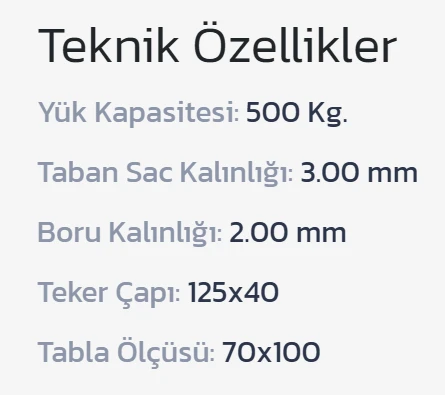 İBTAŞ 500 KG Yük Paket Eşya Kargo Koli Malzeme Ürün Taşıma Arabası 70x100cm - Resim 2
