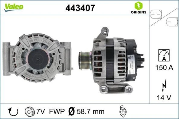 ALTERNATOR 12V 150A TRANSIT V348-V347 2.2 TDCI 11 14 TRANSIT V363 14 17 RANGER 2.2 TKE 11 ürün görseli 1