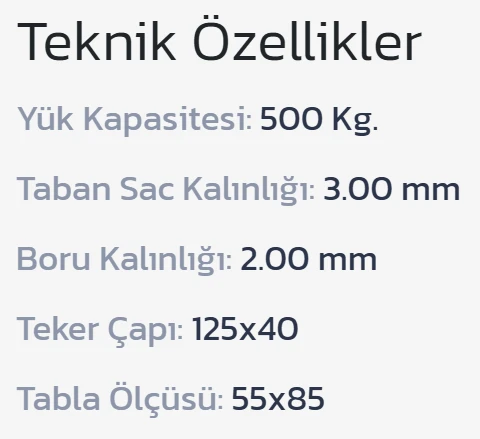 İBTAŞ 500 KG Yük Paket Eşya Koli Kargo Malzeme Ürün Taşıma Arabası 55x85cm - Resim 2