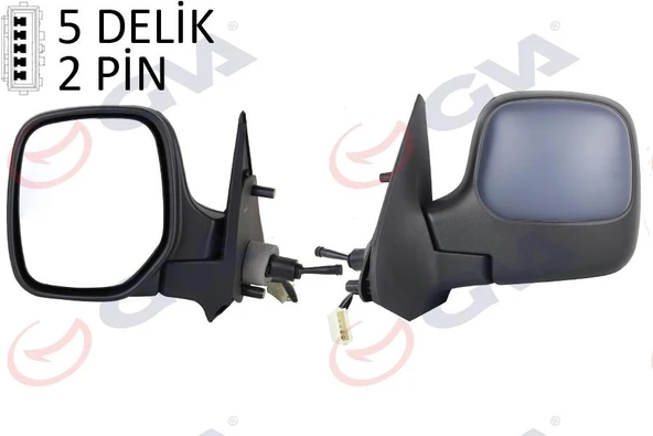DIŞ DİKİZ AYNASI SOL BERLINGO-PARTNER 97 MEKANİK ISITMALI KONVEKS ASTARLI 2 FİŞ VM-118NPL