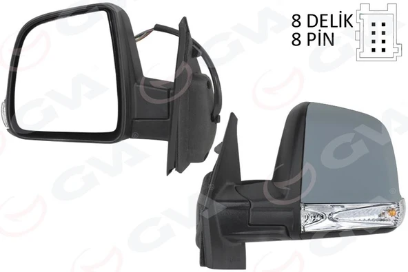 DIŞ DİKİZ AYNASI ELEKTRİKLİ SOL DOBLO III 2011 MD. SİNYALLİ KATLANIR / POWER FLOK ASTARLI 8 FİŞ ürün görseli 1