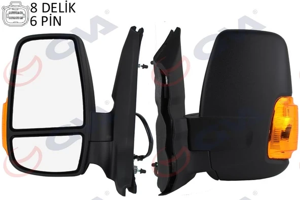 DIŞ DİKİZ AYNASI SOL TRANSIT V363 14 KISA KOL -KATLANMAZ E LEKTRİKLİ ISITMALI SARI SİNYALLİ DESENLİ KONVEKS 6 FİŞ VM-6329NEHL ürün görseli 1