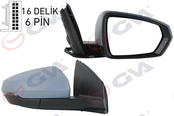 DIŞ DİKİZ AYNASI SAĞ VW POLO 17- ELEKTRİKLİ ISITMALI SİNYALLİ ASTARLI KONVEKS VM-6390EHPR ürün görseli 1