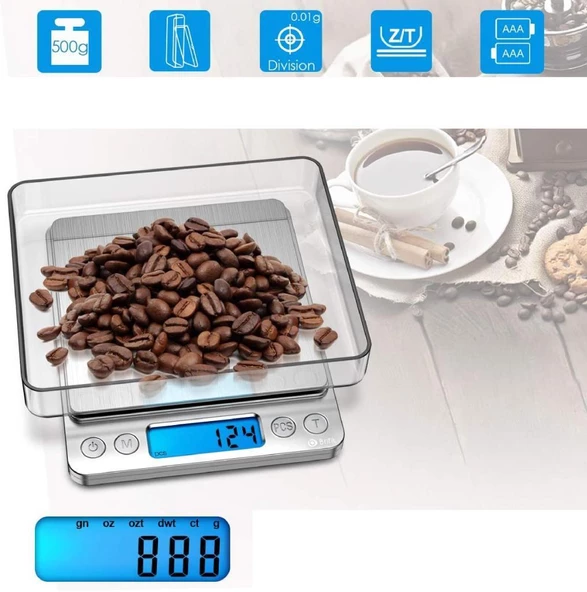 Dijital Hassas Elektronik Taşınabilir Terazi Tartı 3000Gr/ 0.1Gr Hassas Terazi 7107 - 4