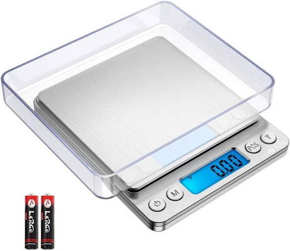 Dijital Hassas Elektronik Taşınabilir Terazi Tartı 3000Gr/ 0.1Gr Hassas Terazi 7107 - 1