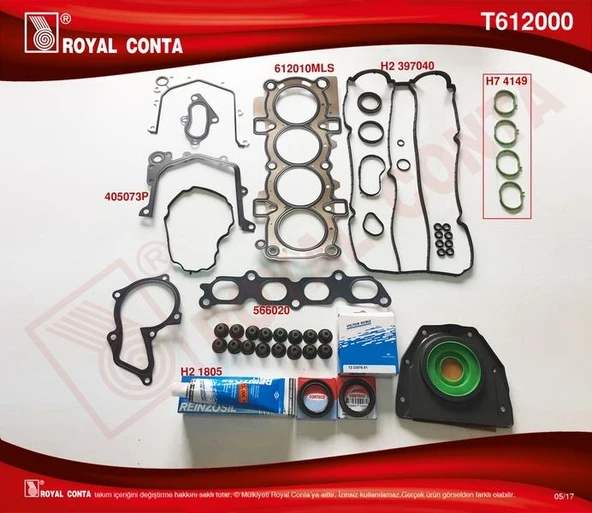 MOTOR TAKIM CONTA REINZ KEÇELİ S LASTİKLİ FIESTA VI 1.4 16V 97HP 10/08 ürün görseli 1