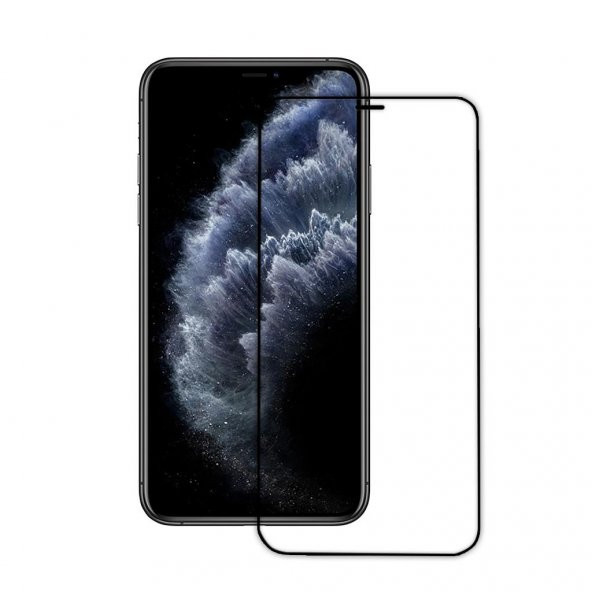Iphone 11 PRO MAX Uyumlu Parlak Nano Ekran Koruyucu (Siyah Çerçeve)