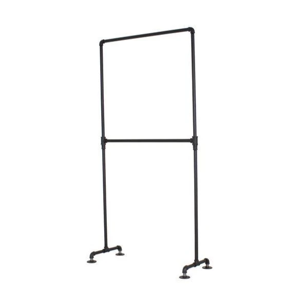 Çift Kat Giyim Rafı Endüstriyel Vintage Borulardan Rustik Mağaza Dekor Elbise Askısı - 3