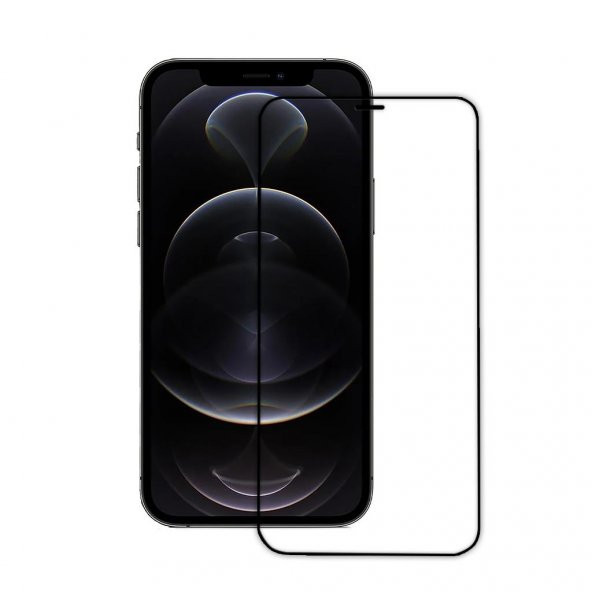 Iphone 12 Pro Uyumlu Parlak Nano Ekran Koruyucu (Siyah Çerçeve)