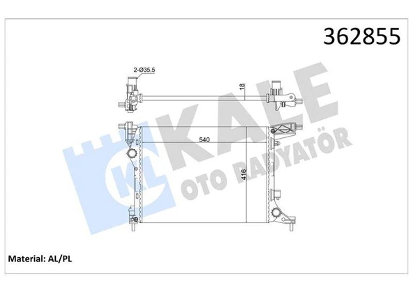 SU RADYATÖRÜ FIAT 500L 1.4 12 MT MEKANİK 540x416x18