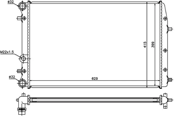 RADYATÖR POLO-IBIZA IV-FABIA-CORDOBA-1.2-1.4-1.6-1.4TDI-1.9TDI AC KLİMASIZ MEK OTOM 630x415x23 ürün görseli 1