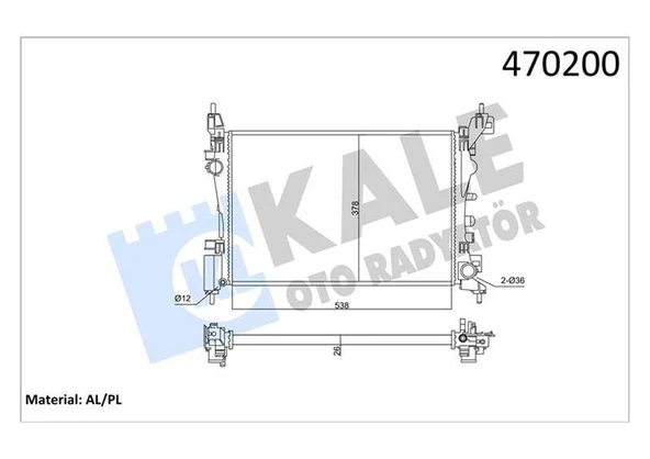 MOTOR SU RADYATÖRÜ OPEL CORSA D-CORSA E 1.2-1.4 A12XER A12XEL B12XEL A14XER B14XER 11 540x378x23 351220