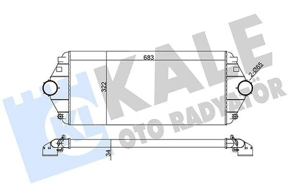 TURBO RADYATÖRÜ INTERCOOLER SCUDO-EXPERT-EVASION-JUMPY-806 1.9TD-2.0HDI AL/PL/BRZ 683x322x34