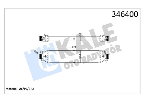 TURBO RADYATÖRÜ INTERCOOLER BRAVO 07 PUNTO 1.4TJET-1.6DMTJ-1.9 DMTJ 05 199A8.000 572x127x50 ürün görseli 1
