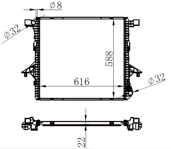 RADYATOR BRAZİNG MT 616X578X22 AMAROK 2.0 TDI 2010 65298 ürün görseli 1