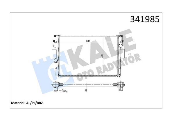 SU RADYATÖRÜ IVECO DAILY III-IV 06-11 MT BRAZING 648x438x36 500039637 ürün görseli 1