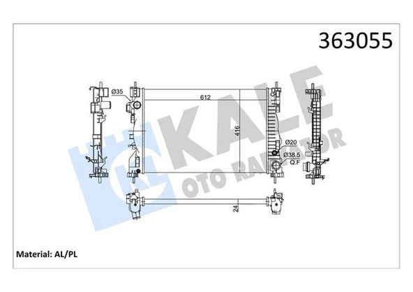 ALFA ROMEO GIULIETTA 940 1.4 TB 10 AC MT MEKANİK 612X416X24 SU RADYATÖRÜ ürün görseli 1