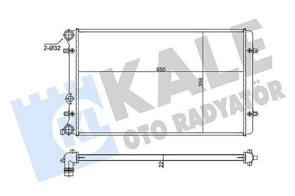 SU RADYATÖRÜ AUDI A3-TT-SEAT LEON-TOLEDO II-SKODA OCTAVIA I-VW BORA-GOLF IV 1.6 1.8T 1.9TDI 98 MT AC NAC BRAZING 650x398x22 1J0121253J-1J0121253N-1J0121253Q-1J0121253AT-1J0121253R ürün görseli 1