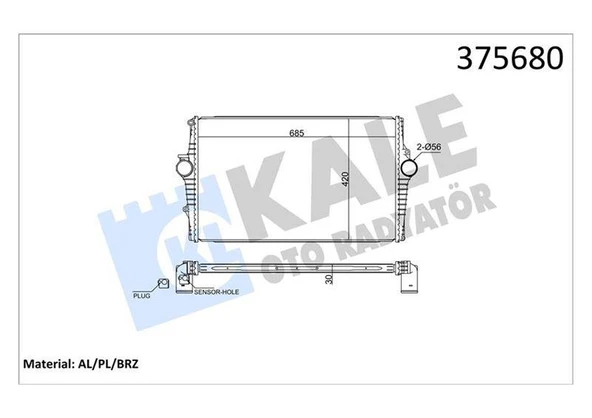 INTERCOOLER VOLVO S60 I 384 2.0T 00 10-S80 I 184 2.4D 01 06-V70 II 285 2.4D 01 08-XC70 I CROSS COUNT RY 295 D5 VX AWD 02 08 BRAZING 30MM TURBO RADYATÖRÜ ürün görseli 1