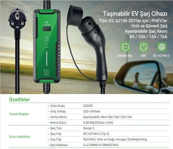 3.5 KW TAŞINABİLİR ŞARJ CİHAZI ürün görseli 1