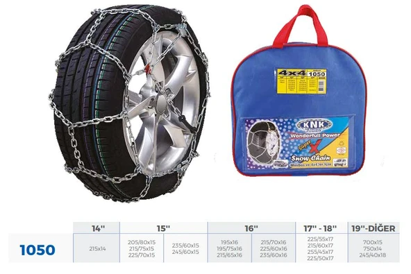 PATİNAJ ZİNCİRİ 4x4 JEEP - MİNİBÜS VE HAFİF TİC.ARAÇ ZİNCİR EBATLARI İÇİN RESİME BAKINIZ ürün görseli 1