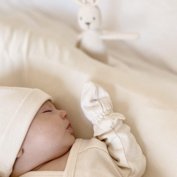 Naturaborn GOTS Organik Sertifikalı Lastikli Bebek Eldiveni - 5