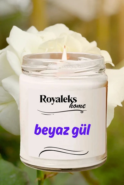 Doğal Özel Seri Kokulu Dekoratif Kavanoz Mum 210 cc - Beyaz Gül - RYL - 3