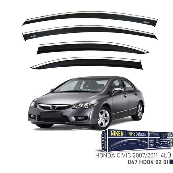 KROMLU CAM RÜZGARLIĞI HONDA CIVIC 2007-2011 4LÜ ürün görseli 1
