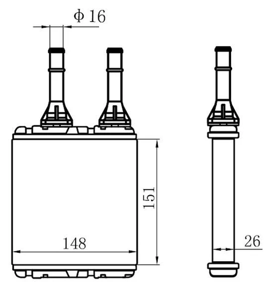 KALORIFER RADYATORU BRAZING NISSAN D22 AT/MT SANZUMAN 151X147X26 ürün görseli 1