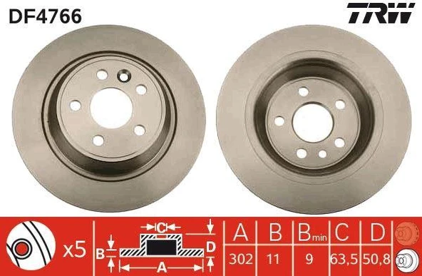 ARKA FREN DISK AYNASI MONDEO IV S MAX GALAXY 07 14 KUGA I 08 12 / EVOQUE 12-18 302mm