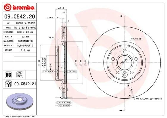 N FREN AYNASI VOLVO S40 2004-2012 C70 II 2006-2013 V40 2012 V50 2004-2012 320 X5-DL ürün görseli 1