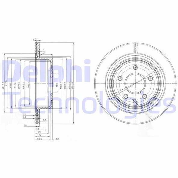 ARKA FREN AYNASI X-TRAIL 01 X-TRAIL II 07 13 QASHQAI 07 13 JUKE F15 14 19 KOLEOS 08 KOLEOS II 16 292x16x5DELİK