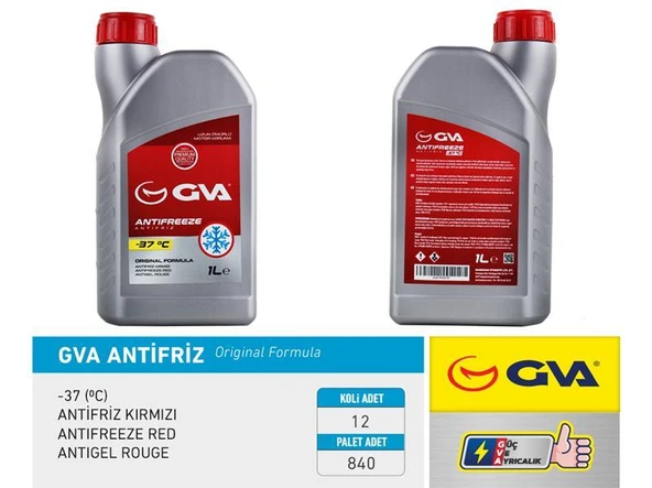 ANTİFRİZ 1 LT -37 C KIRMIZI LONG LİFE Koli 12 Ad ORGANIK