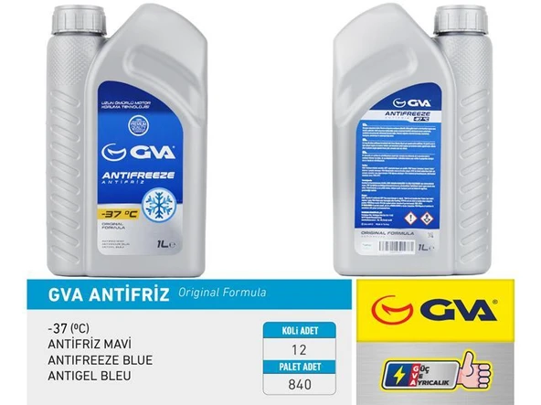 ANTİFRİZ 1 LT -37 C MAVİ Koli 12 Ad