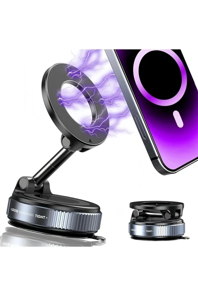 360 Dönebilen Ayarlanabilir Araç Içi Tutucu Kullanılabilen Vakumlu K007 Magsafe Telefon Tutucu - 3