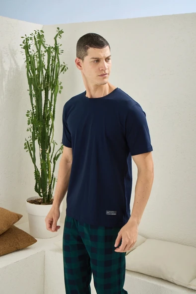 KLY Kısa Kollu Altı Kareli Capucina Rengi Yazlık Erkek Pijama Takımı - 3
