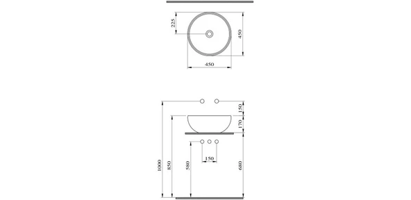 Bocchi Venezia Çanak Lavabo 45 cm Parlak Beyaz 1119-001-0125 - 2