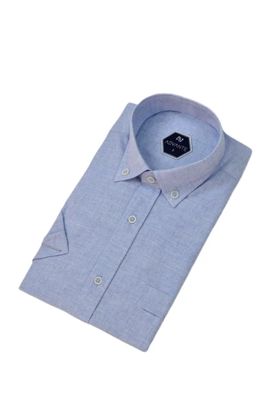 Erkek Klasik Tek Cepli Kısa Kol Gömlek BGL-ST04558 - Resim 3