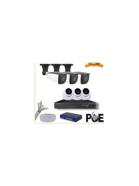 5 Mp 3 Iç Mekan 3 Dış Mekan Kameralı Ip Poe Güvenlik Seti