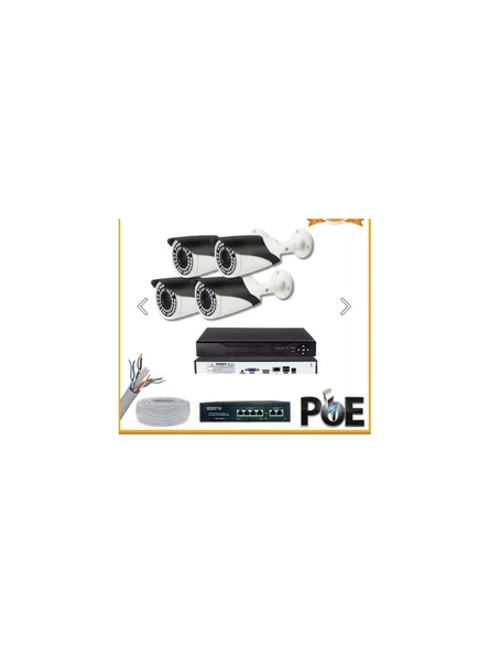 5 Mp 1440P 4 Kameralı Ip Poe Güvenlik Seti