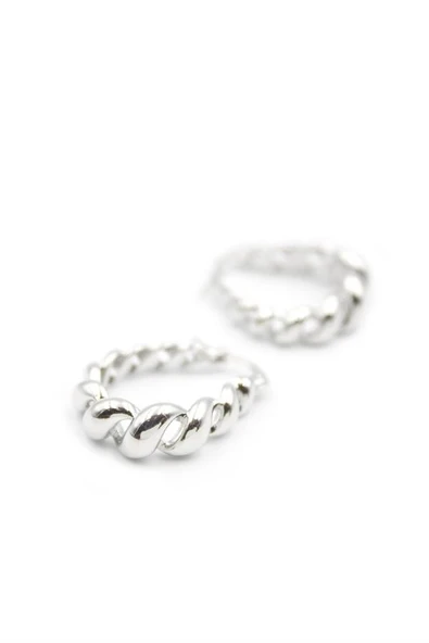 Burgu Halka Küpe - Gümüş - Resim 2