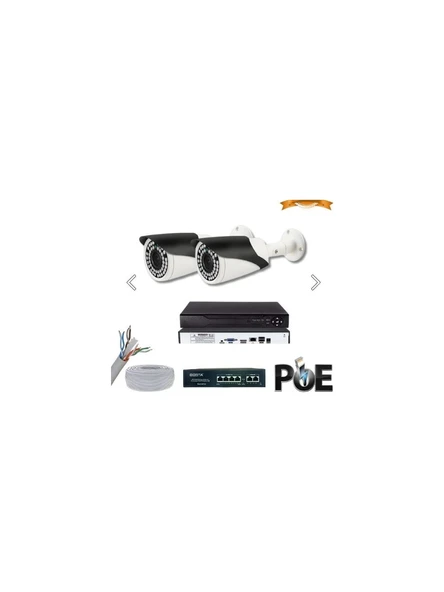 5 Mp 1440P 2 Kameralı Ip Poe Güvenlik Seti