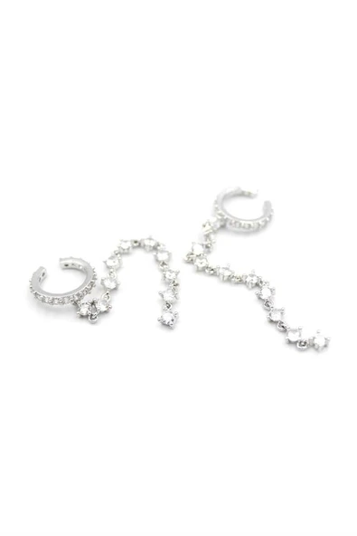 2'li Taşlı Kıkırdak Küpe - Gümüş ürün görseli 1