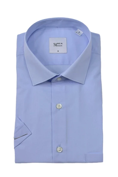 Erkek Klasik Düz Renk Kısa Kol Gömlek Pamuklu 9400 BGL-ST04582 - Resim 4