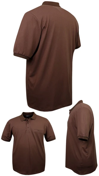 Erkek Büyük Beden 115 - 155 Kilo Arası Uygun Bedenli Likralı Pike Polo Yaka Cepli Tişört - 11