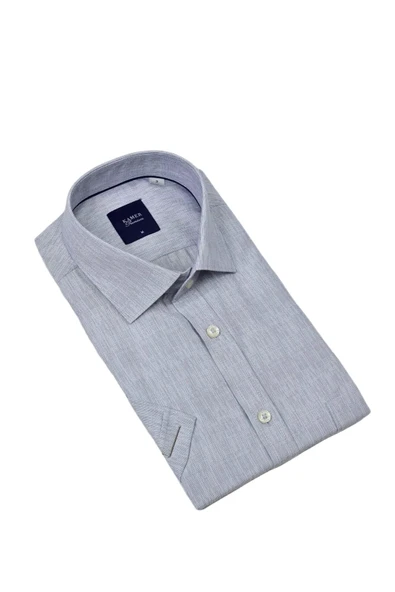 Erkek Klasik Çizgili Kısa Kol Gömlek 9493 BGL-ST04580 - Resim 11