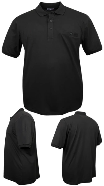 Erkek Büyük Beden 115 - 155 Kilo Arası Uygun Bedenli Likralı Pike Polo Yaka Cepli Tişört - 4