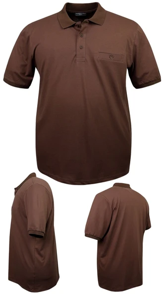 Erkek Büyük Beden 115 - 155 Kilo Arası Uygun Bedenli Likralı Pike Polo Yaka Cepli Tişört - 5